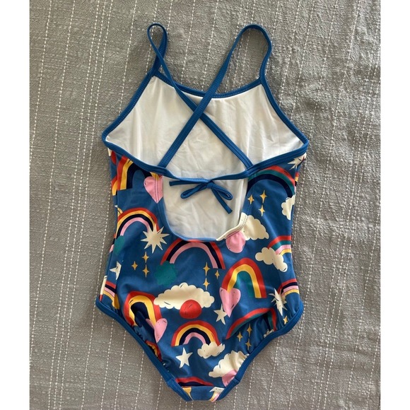 Hanna Andersson Girls size 8 Swim Suit Blue with Rainbows - Picture 4 of 7